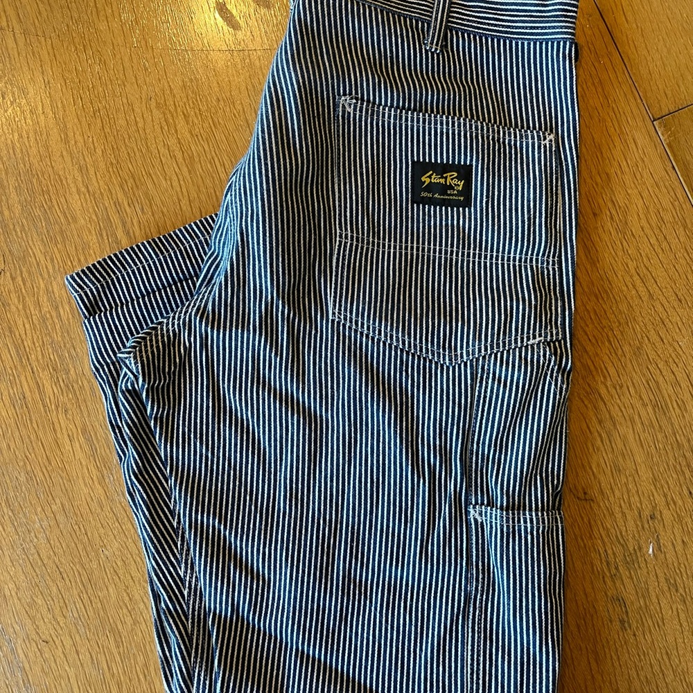Stan Ray Blue and White Striped Relaxed Jeans